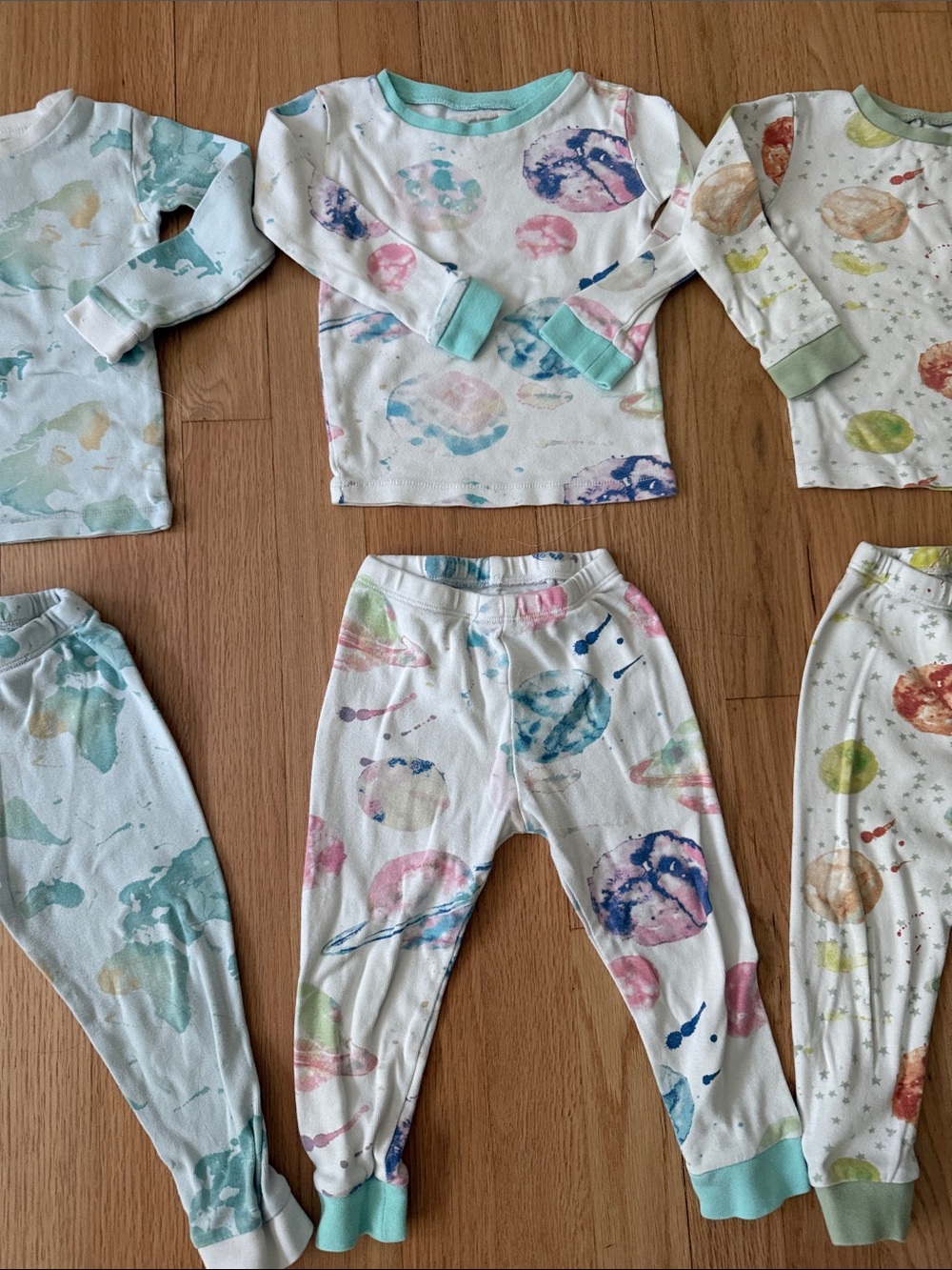 Burt’s Bees organic cotton Pajamas bundle - planets, space, and world map themes - Picture 3 of 7